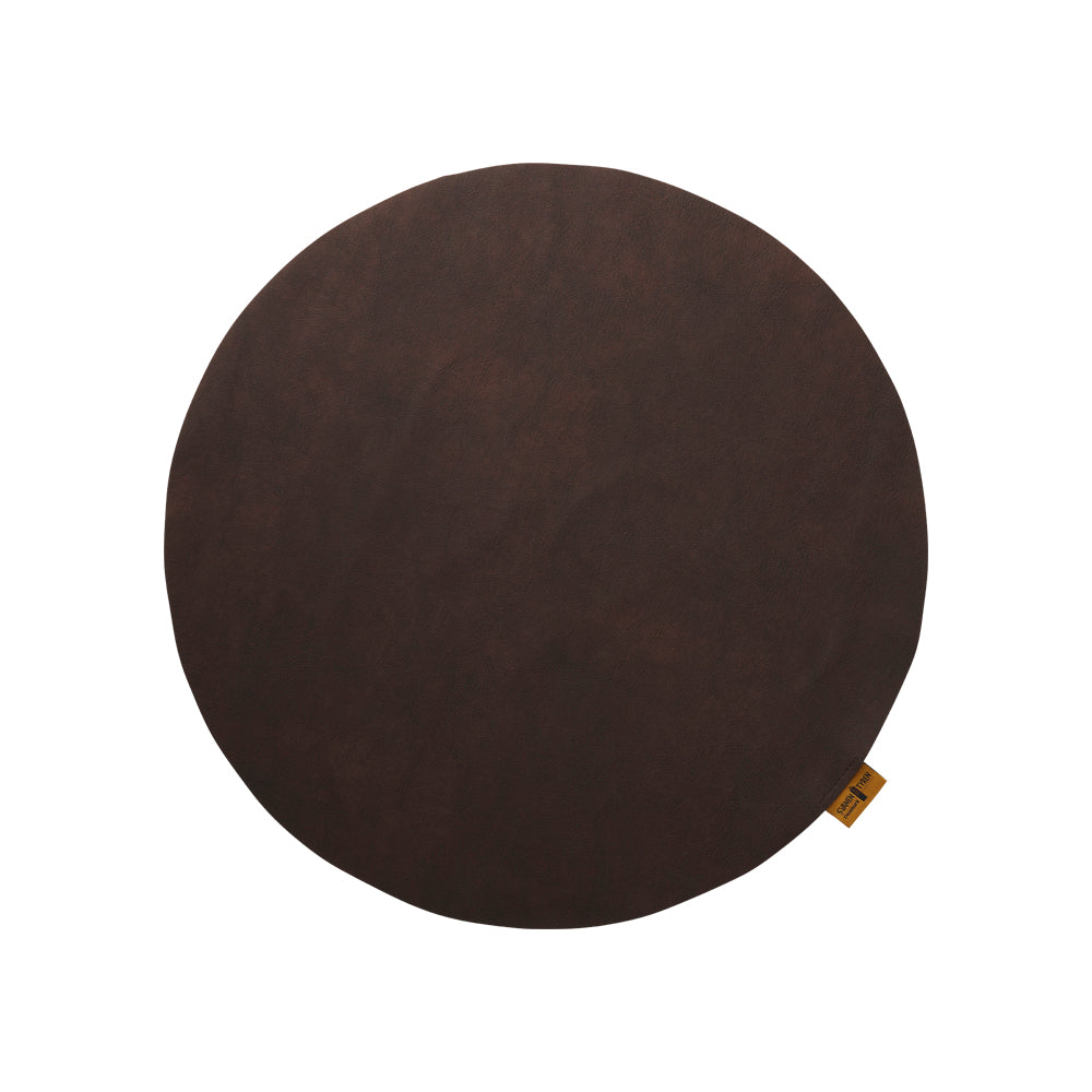 Brun Rund Dækkeserviet - læder look - Ø 40 cm
